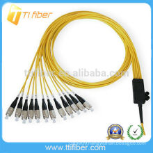 FC / UPC Singlemode 12 Core 2.0mm Ribbon Breakout Fiber Optic Patch Cord